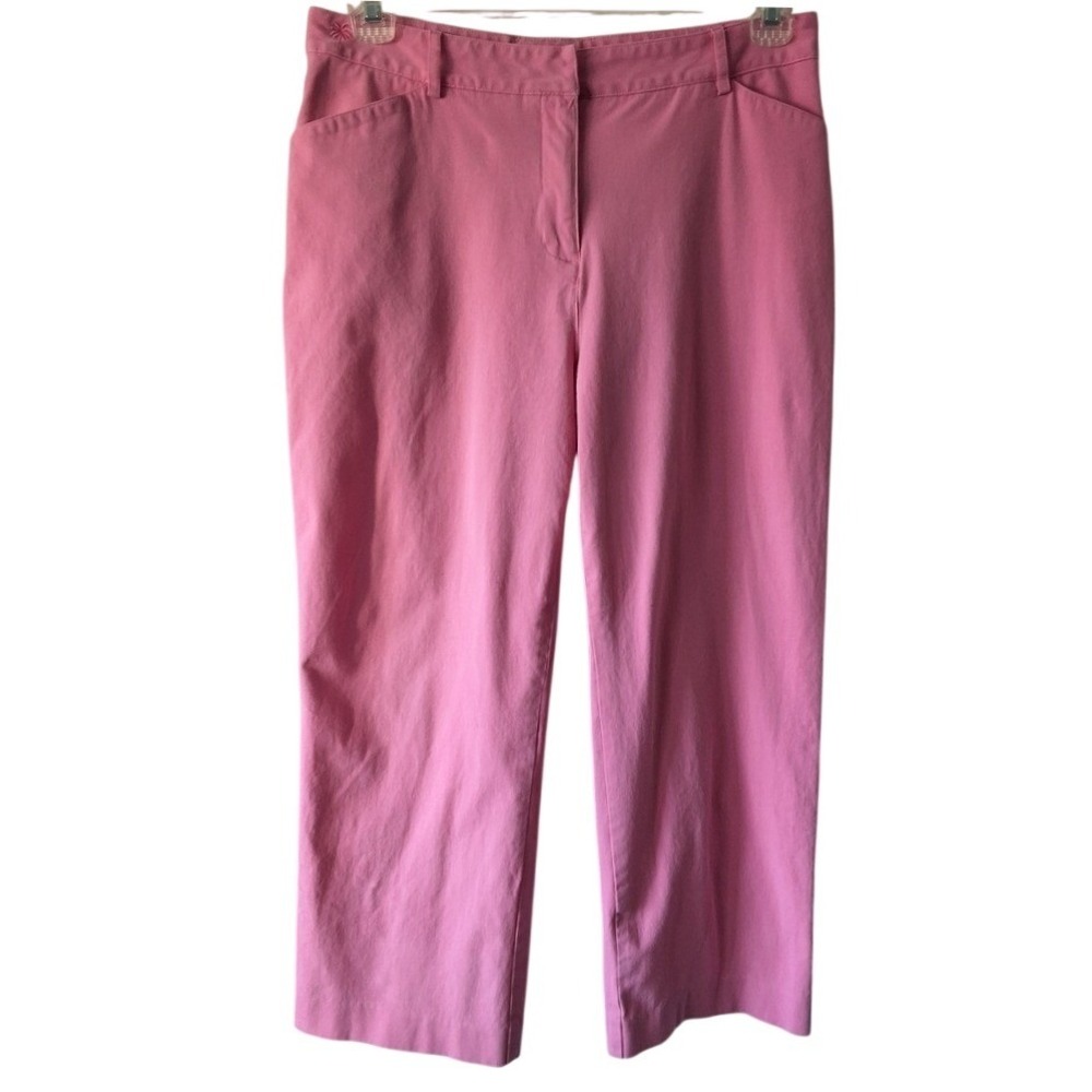 LILLY PULITZER Women14 White Tag Pink Cropped Chino Costal Grandma Tennis Prep